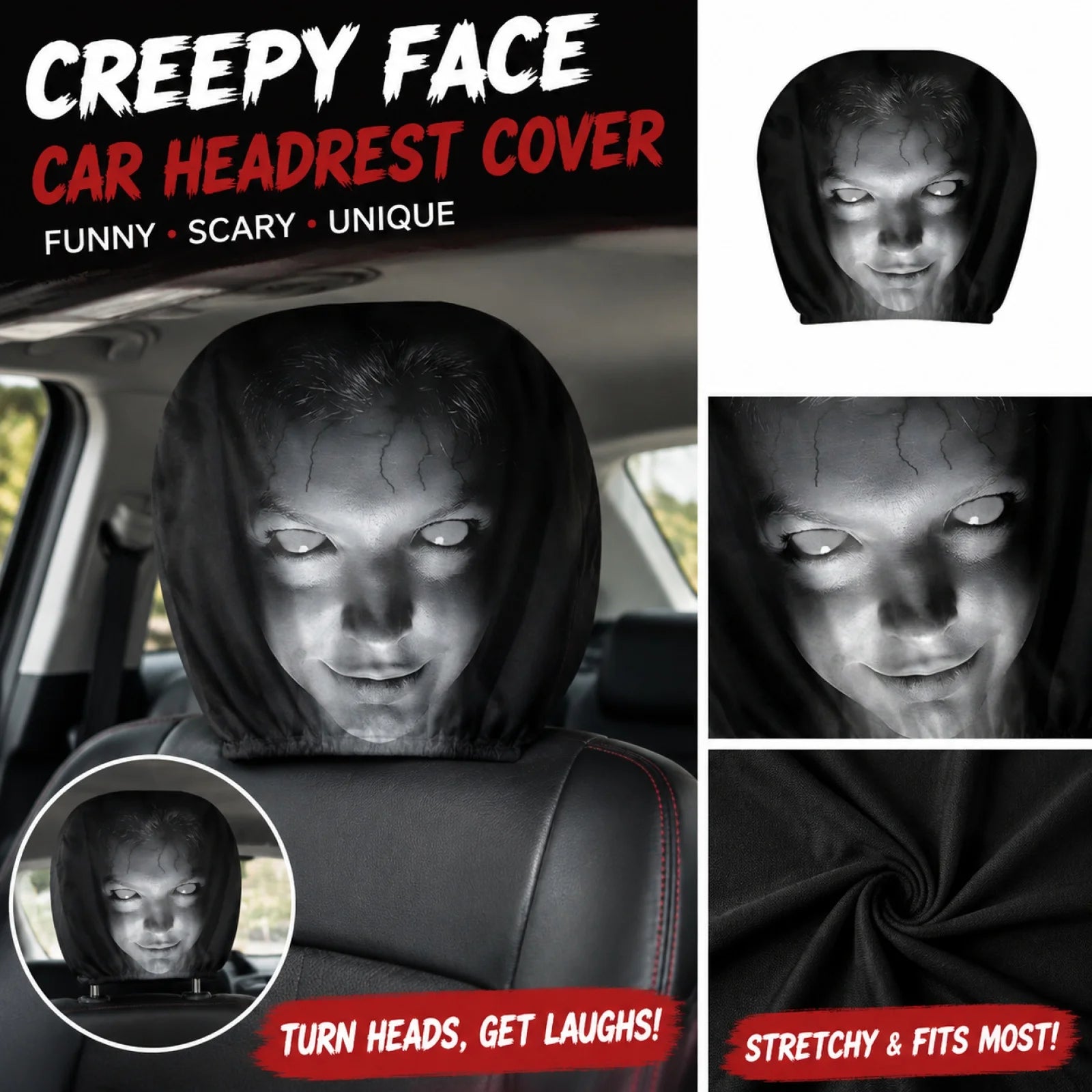 Horror Face Car Headrest Covers